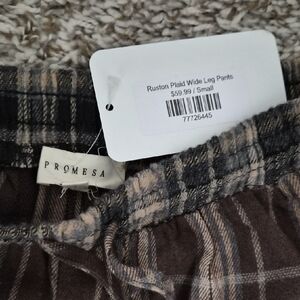 Promesa Plaid Wide Leg Pants - Brown and Gray